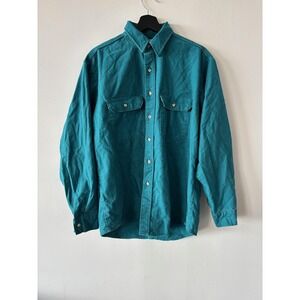 Vintage Five Brother Chamois‎ Teal Shirt Large Button Up Utility Workwear 90s